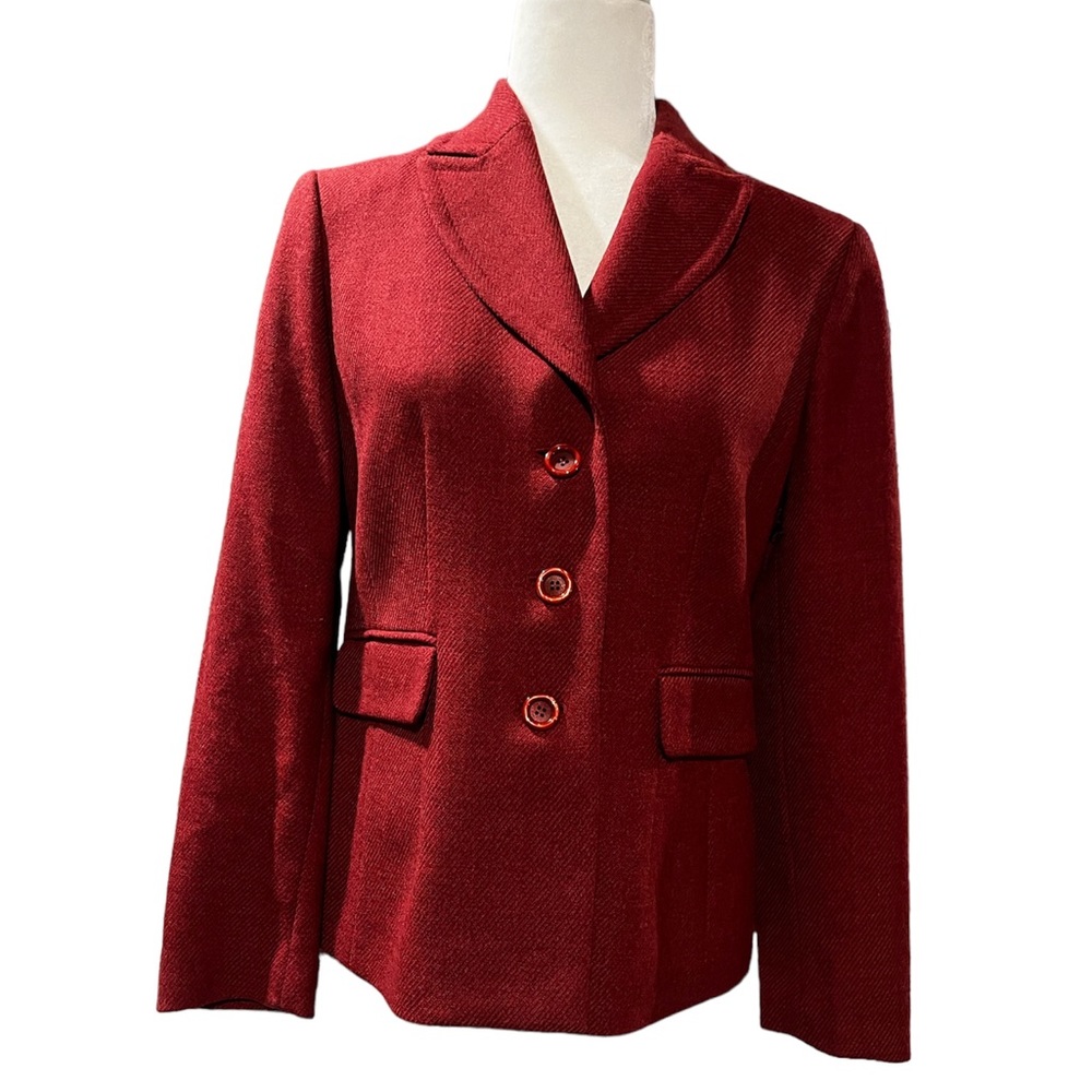 Talbots 100% Wool Burgundy Blazer Size 4